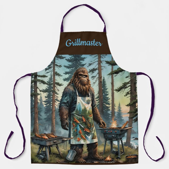 Delantal Sasquatch Fish Grillmaster Dad (Anverso)