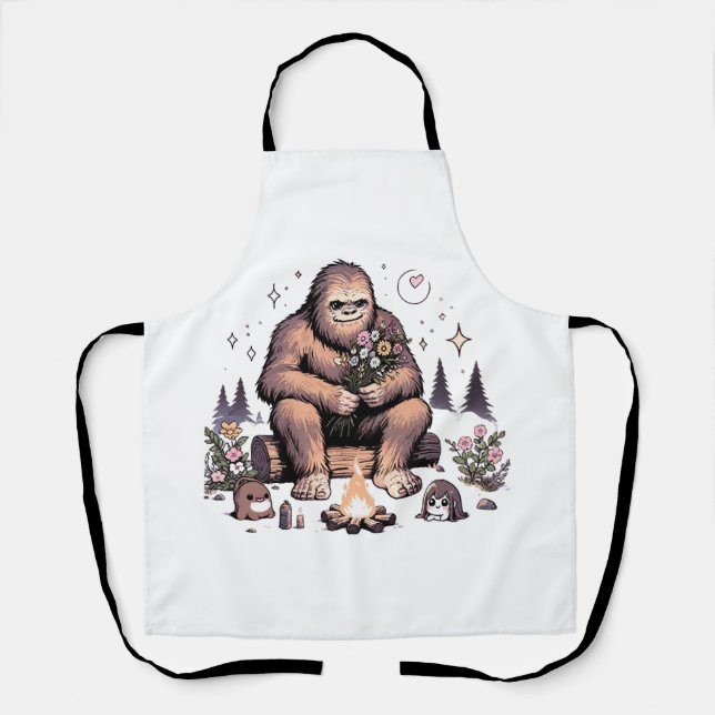 Delantal Sasquatch sosteniendo flores (Anverso)