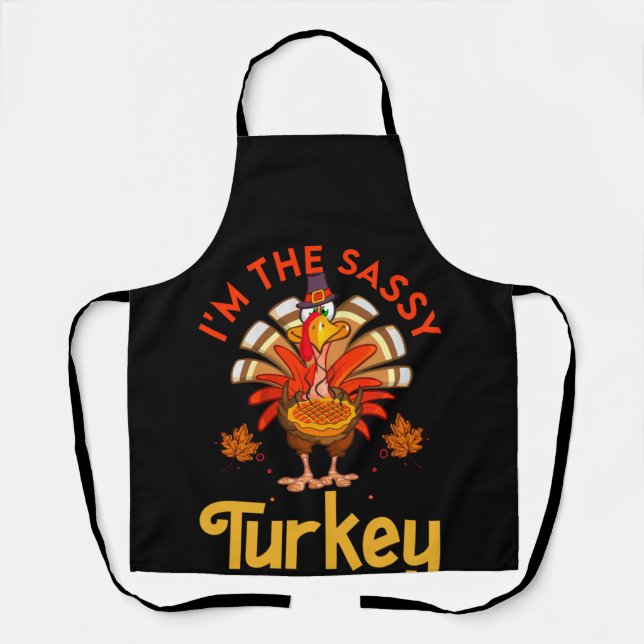 Delantal Sassy Turkey Matching Family Group Thanksgiving (Anverso)