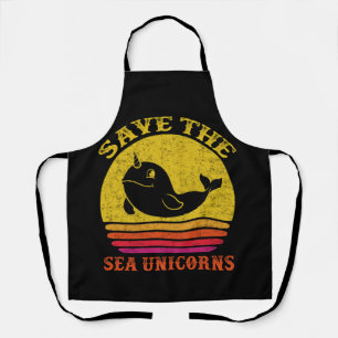 Delantal Save the Sea Unicorns Retro Narwhal