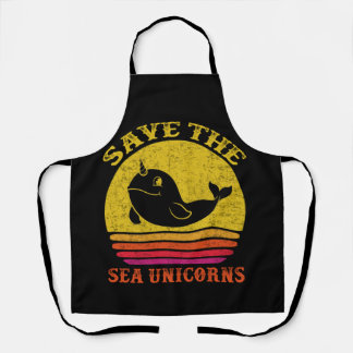 Delantal Save the Sea Unicorns Retro Narwhal