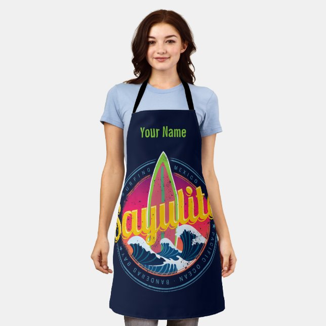 Delantal Sayulita México Surfer Vintage Wave Sunset Bigwave (Gastado)