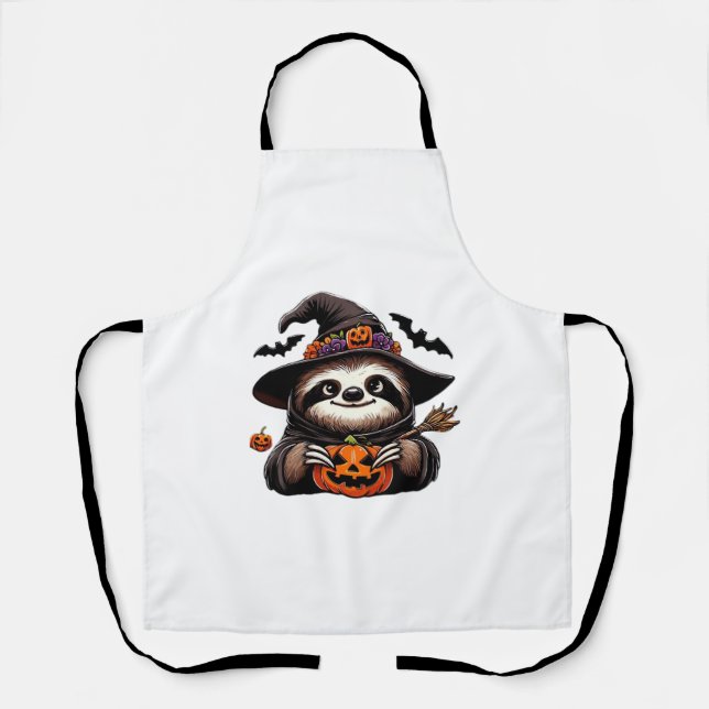 Delantal Scary Halloween Sloth Witch Hat Costume Spooky Sea (Anverso)