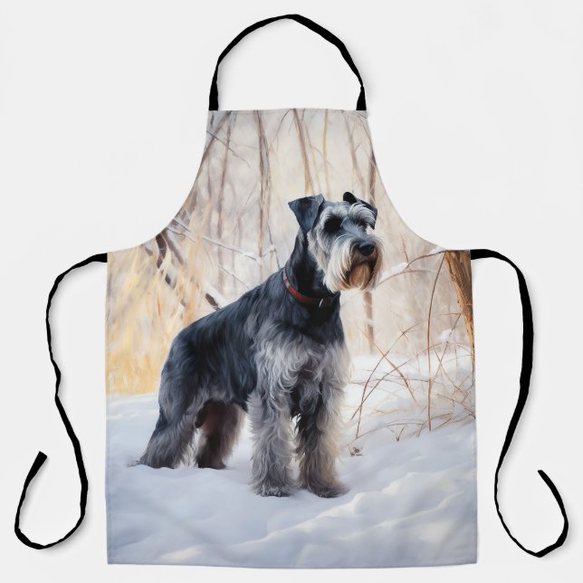 Delantal Schnauzer Deja que nieve Navidad (Anverso)