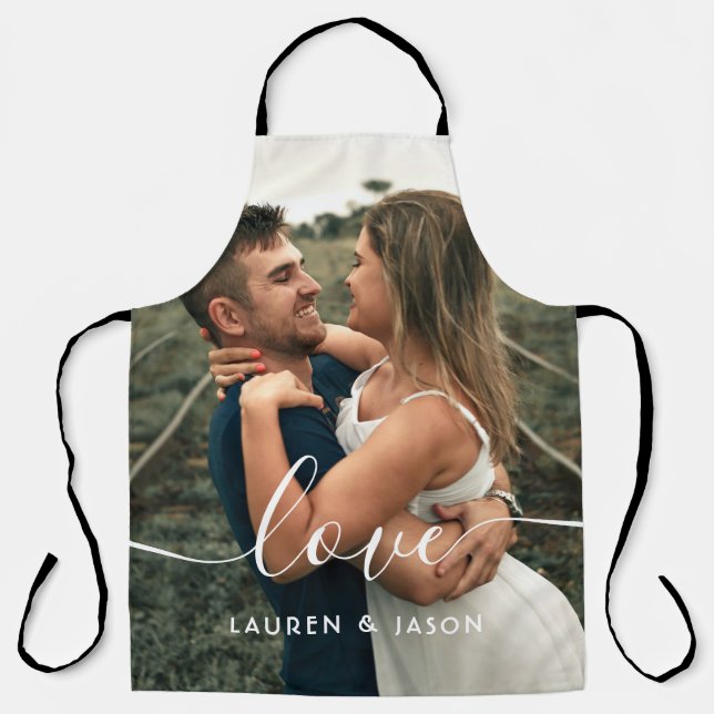 Delantal Script Love Boda Photo Apron (Anverso)
