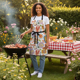 Delantal Seafood Feast All-Over Pattern