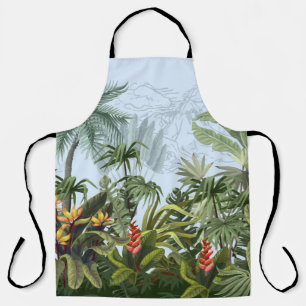 Delantal Seamless border with jungle trees and flowers. Vin