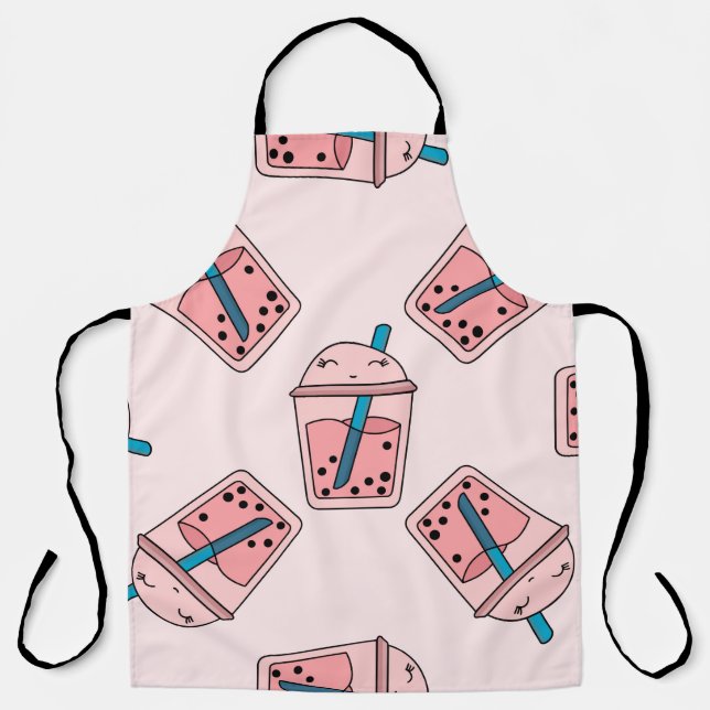 Delantal Seamless bright pattern bubble tea fruit summer dr (Anverso)