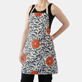Delantal Seamless floral pattern with vibrant orange flower