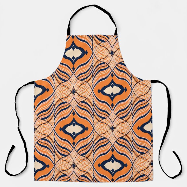 Delantal Seamless Oriental pattern, black, orange ornament. (Anverso)