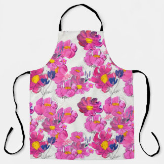 Delantal Seamless pattern with Beautiful flowers. Watercolo