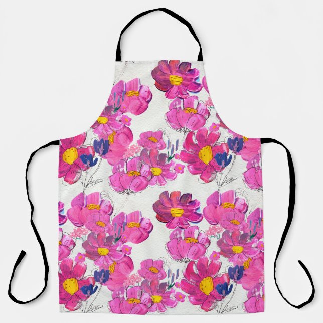 Delantal Seamless pattern with Beautiful flowers. Watercolo (Anverso)