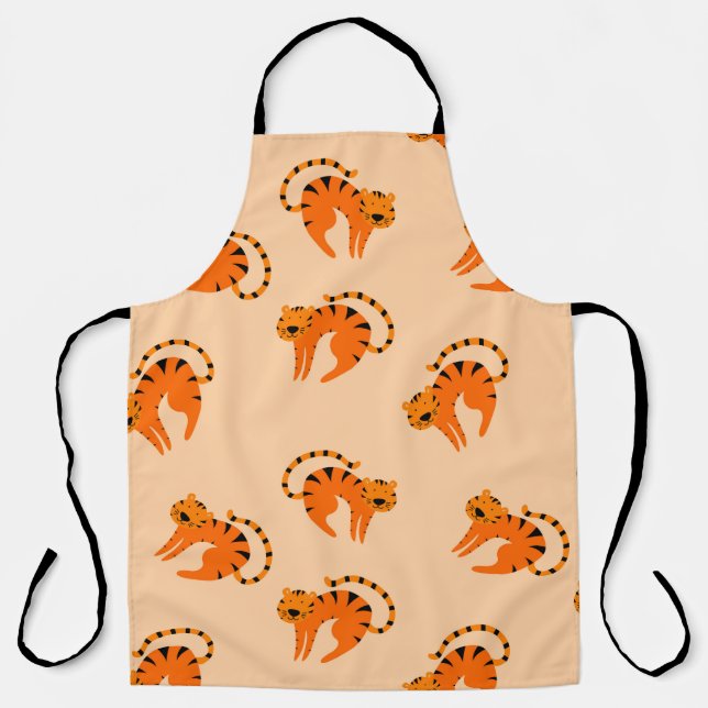 Delantal Seamless pattern with cute cartoon tigers (Anverso)