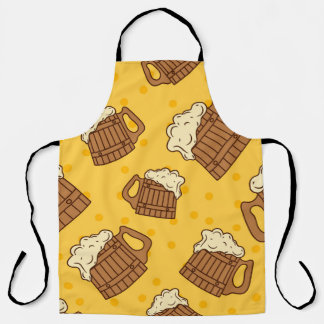 Delantal Seamless Pattern with Wooden Foam Beer Mugsbeer, p