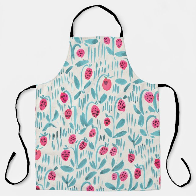 Delantal Seamless watercolor floral pattern on paper textur (Anverso)
