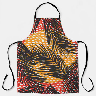 Delantal Seamless with black palm leaves and strokes