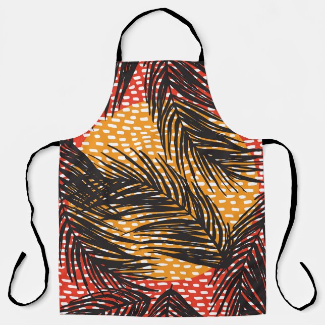 Delantal Seamless with black palm leaves and strokes  (Anverso)