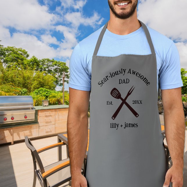 Delantal Sear-iosamente Papá Asombroso BBQ (Subido por el creador)
