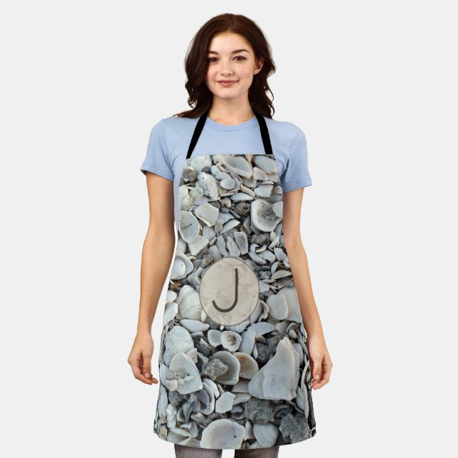 Delantal Seashell Drift Monogram Accent (Gastado)