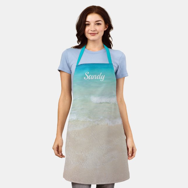 Delantal Seashore Coastal Scene Name Big Design Apron (Gastado)