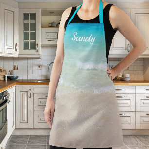 Delantal Seashore Coastal Scene Name Big Design Apron