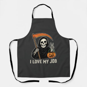 Delantal Segador Me encanta mi trabajo Diseño de Halloween