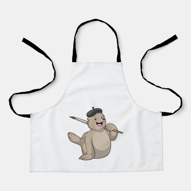 Delantal Sellar como pintador con pincel de pintura (Anverso)