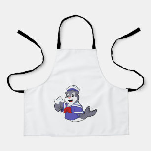 Delantal Sello como marinero con barco