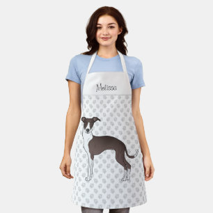 Delantal Sello Y Greyhound Italiano Blanco Con Nombre Perso