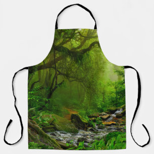 Delantal Selva de Nepal con jungla de ríos, bosque, tierra,