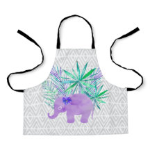 Selva elefante de color agua hojas tropicales