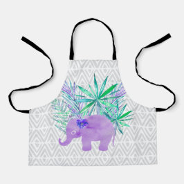 Delantal Selva elefante de color agua hojas tropicales