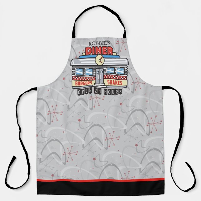 Delantal señal de comedor retro NAME personalizado de los 5 (Anverso)