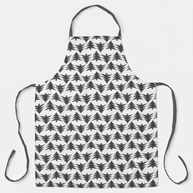 Delantal Sencillo patrón de árbol de navidad gris Unisex Gr (Anverso)