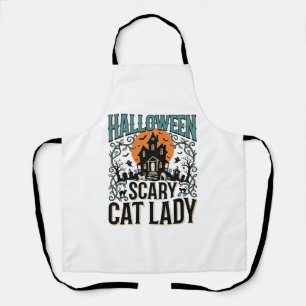 Delantal Señora Gato de Halloween Casa Embrujada Espeluznan