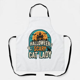 Delantal Señora Gato de Halloween Espeluznante Casa Embruja
