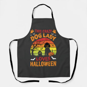 Delantal Señora Perro Loco Ama Diseño Antiguo de Halloween