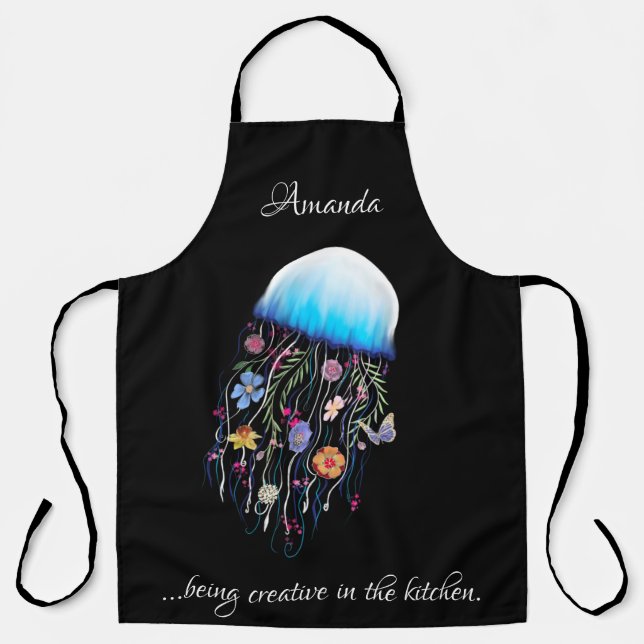 Delantal Ser creativo en la cocina medusas florales (Anverso)