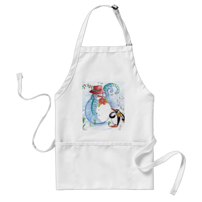 DELANTAL  SERENADE INVIERNO DE SNOWMAN Y PENGUIN (Frente)