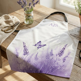 Delantal Serene Lavender Butterfly – Personalized Monogram