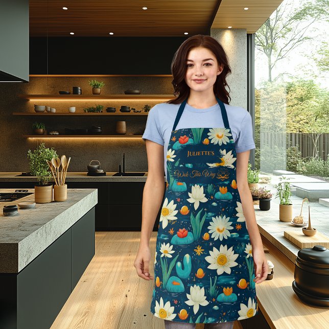 Delantal Serenidad floral Cocina Zen - Lot blanco y estanqu (Subido por el creador)