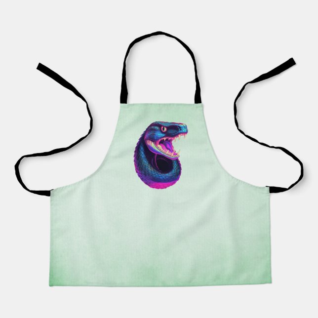 Delantal Serpiente Cobra en estilo estético vaporwave (Anverso)