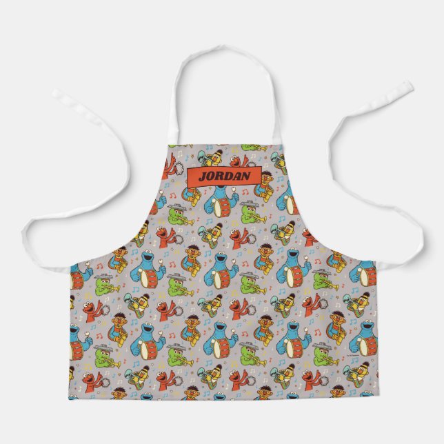 Delantal Sesame Street Band Grey Pattern (Anverso)
