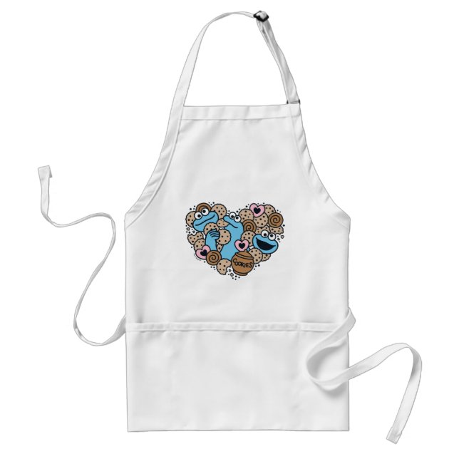 Delantal Sésamo | Cookie Monster Doodle Heart (Frente)