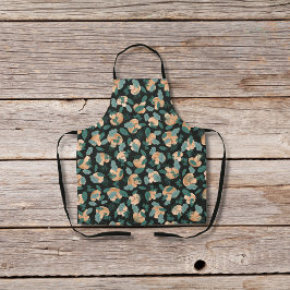 Delantal Setas y verdes frondosos negros