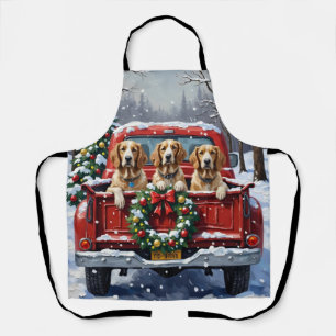 Delantal Setter Inglés Camión Rojo Navidad Festejo