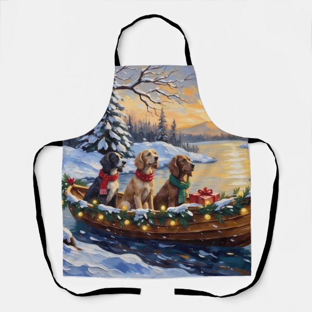 Delantal Setter Inglés Navidad Barco Fiesta (Anverso)