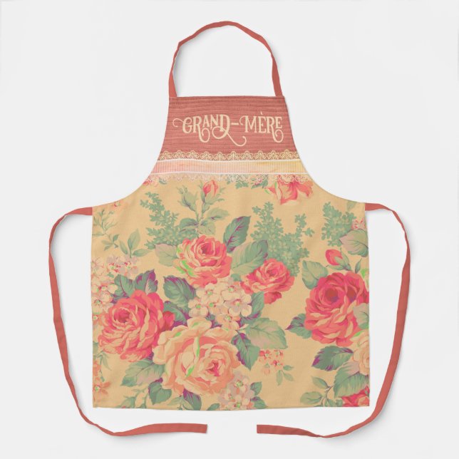 Delantal Shabby Chic Abuela Grand-Mère Apron (Anverso)