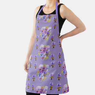 Delantal Shabby Flower Purple Pansy floral Kitchen Apron