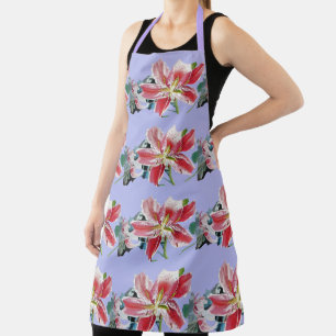 Delantal Shabby Flower Red lilac Lily floral Kitchen Apron